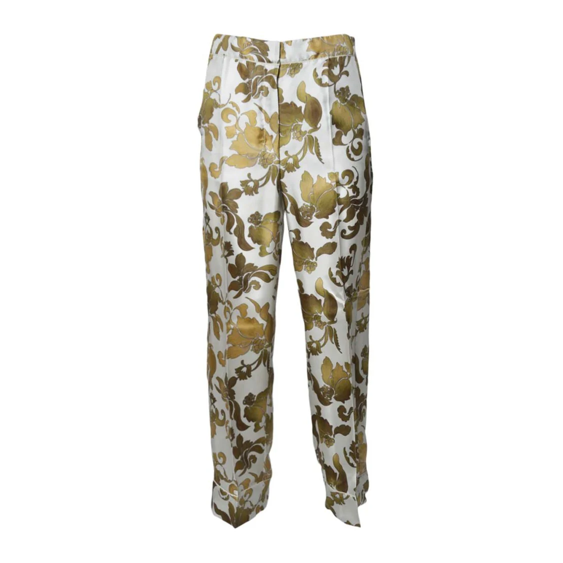 Leda Trousers In Gold Printed Silk