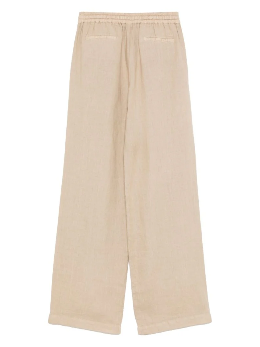 Light Beige Jeans With Elasticated Drawstring Waistband And Functional Pockets