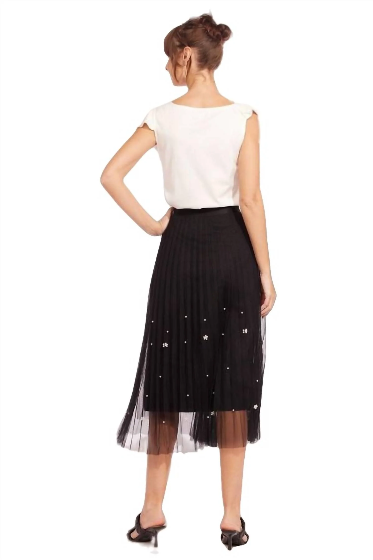 Lila Pearl Tulle Skirt In Black