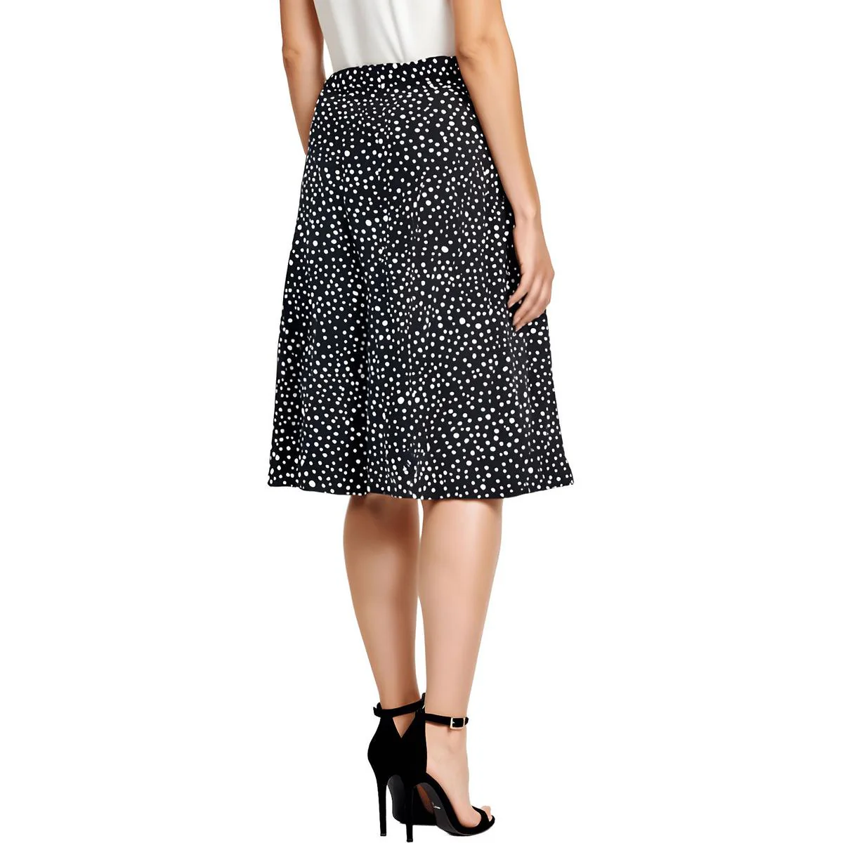Plus Womens Polka Dot Polyester Midi Skirt