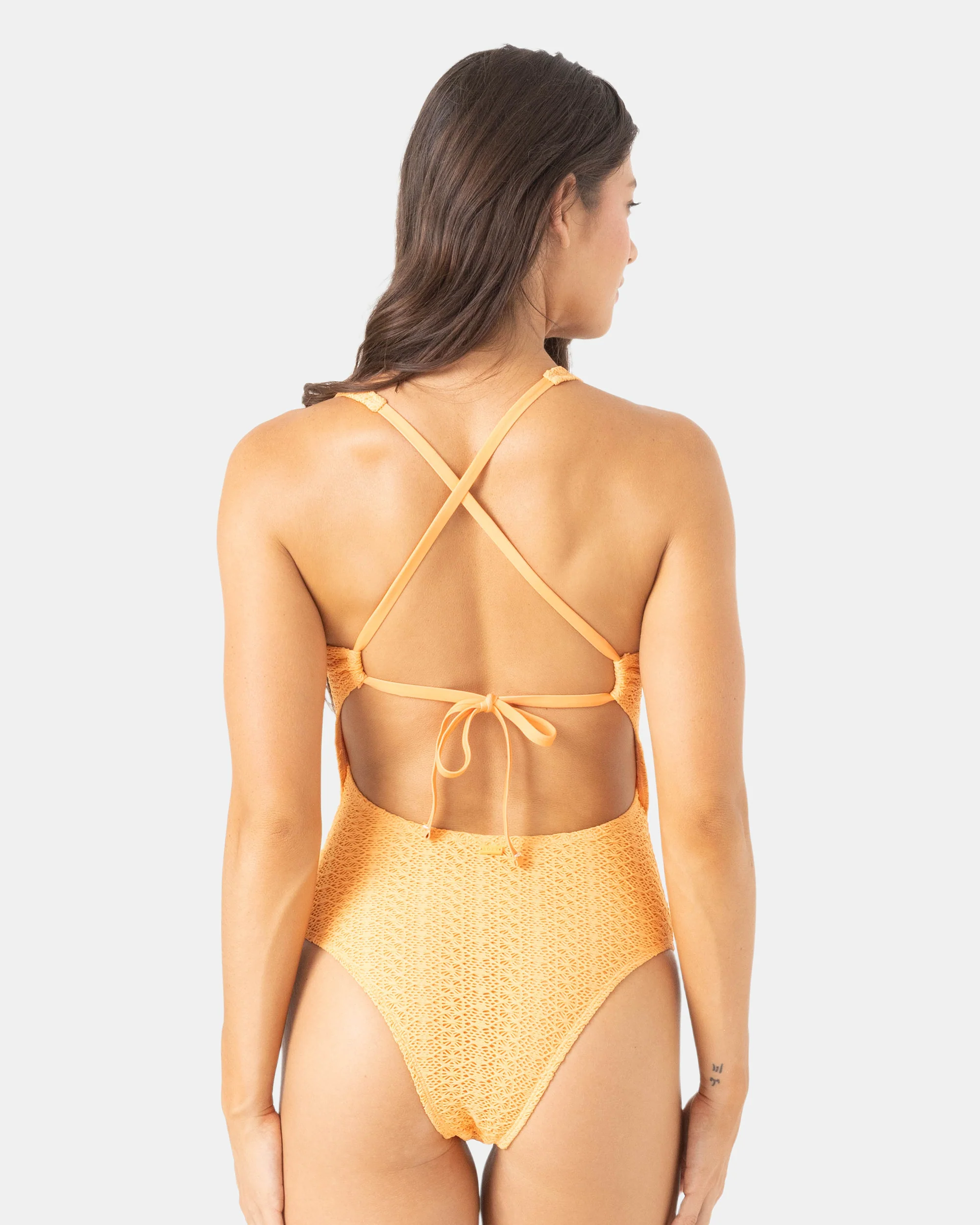 Crochet Plunge One Piece Swimsuit