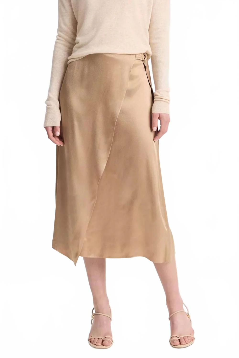 Draped D-Ring Wrap Skirt In Rye