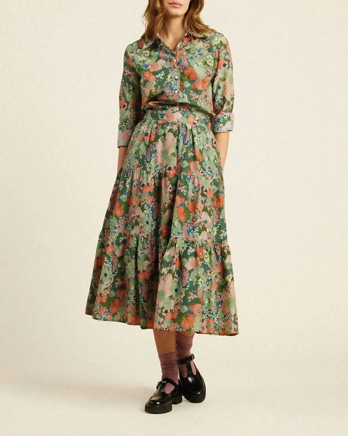 Makena Midi Skirt In Tranquil Mist