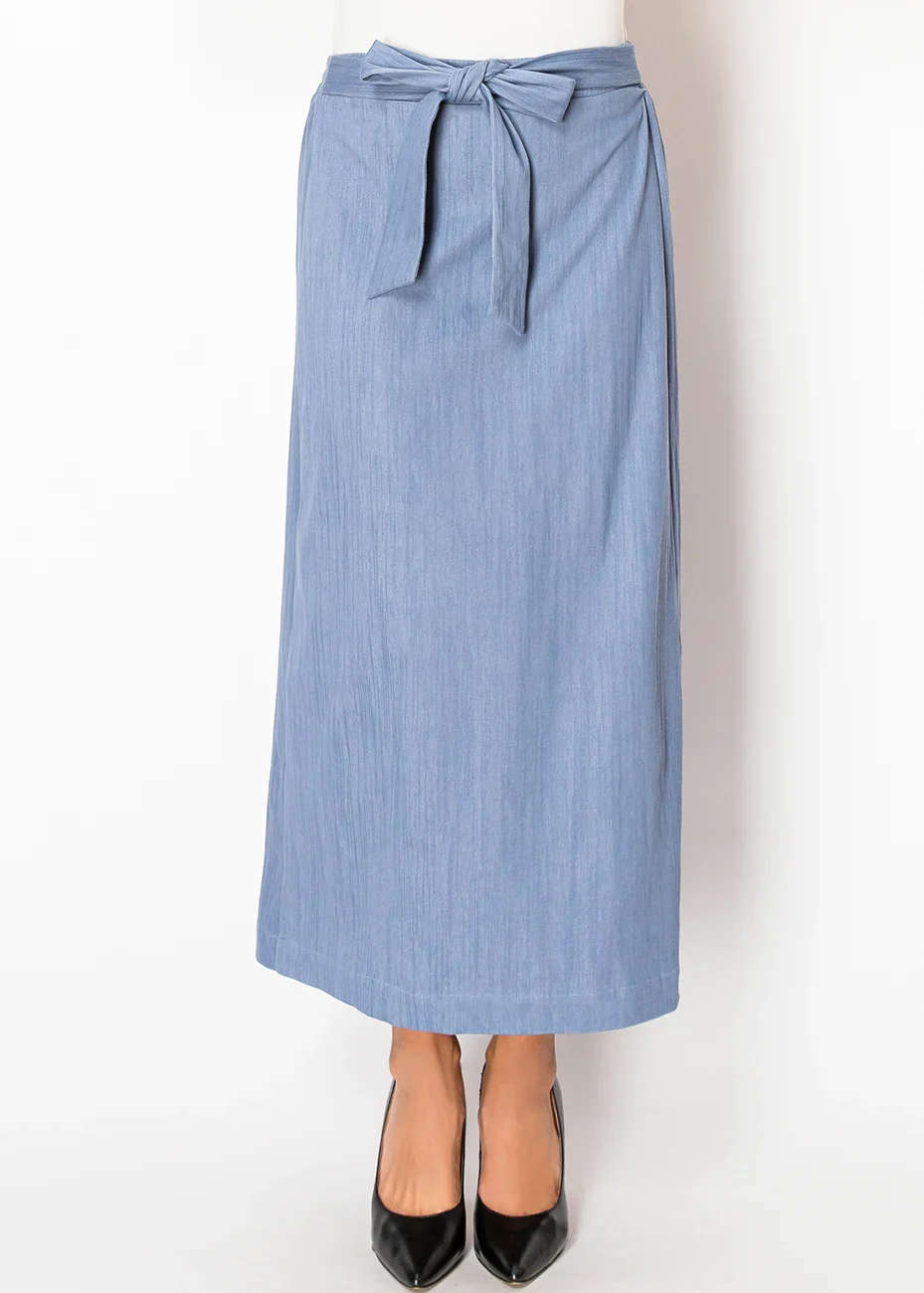 Blue Denim Bow-Tie Skirt
