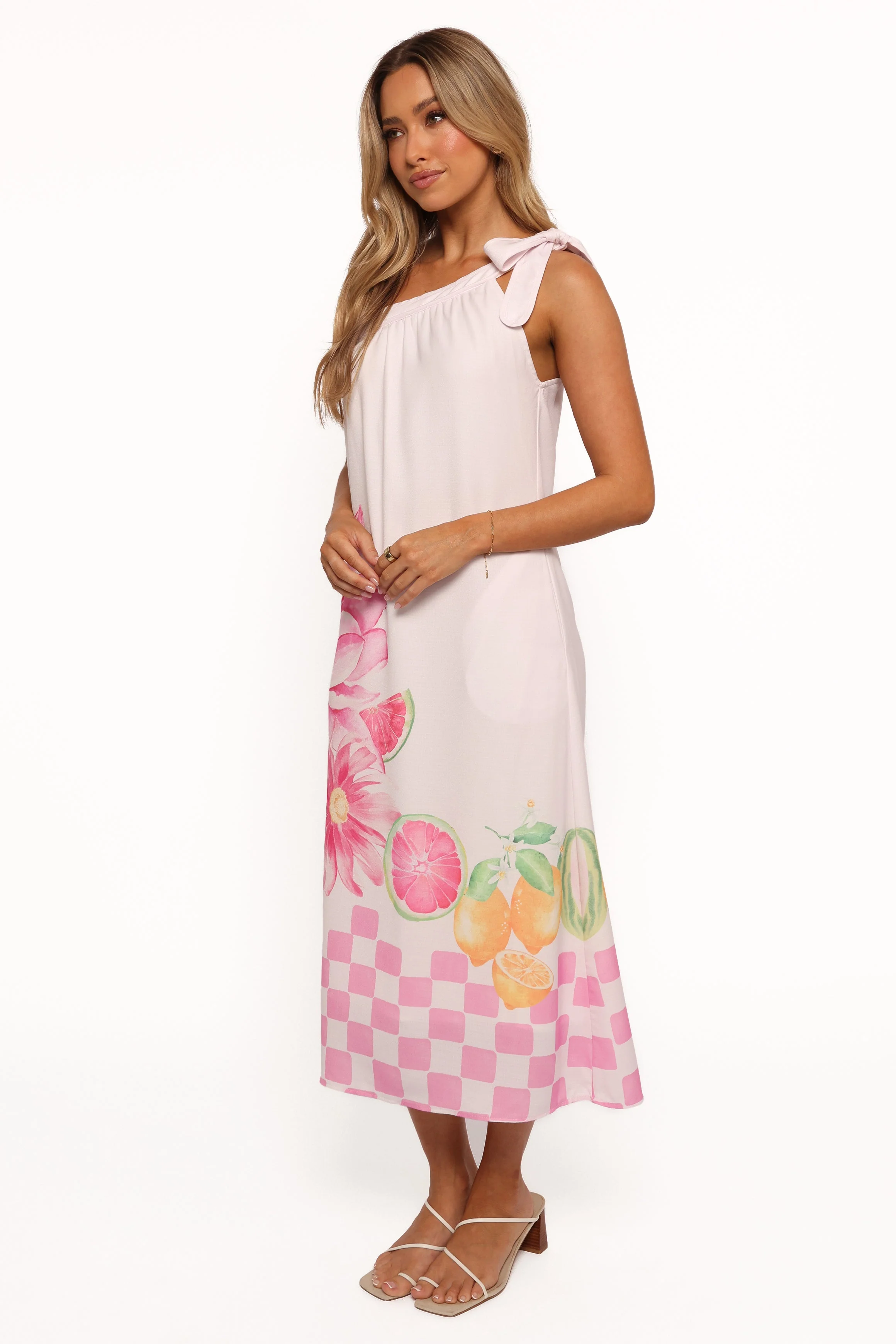 Reagan One Shoulder Midi Dress - Pink