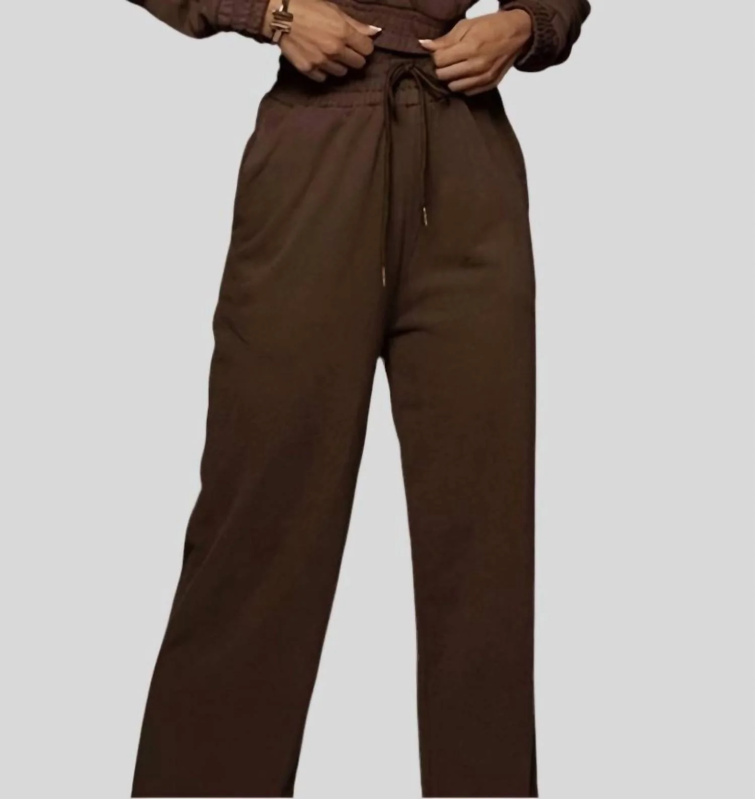 Cropped Hoodie Sweatsuit In Brown