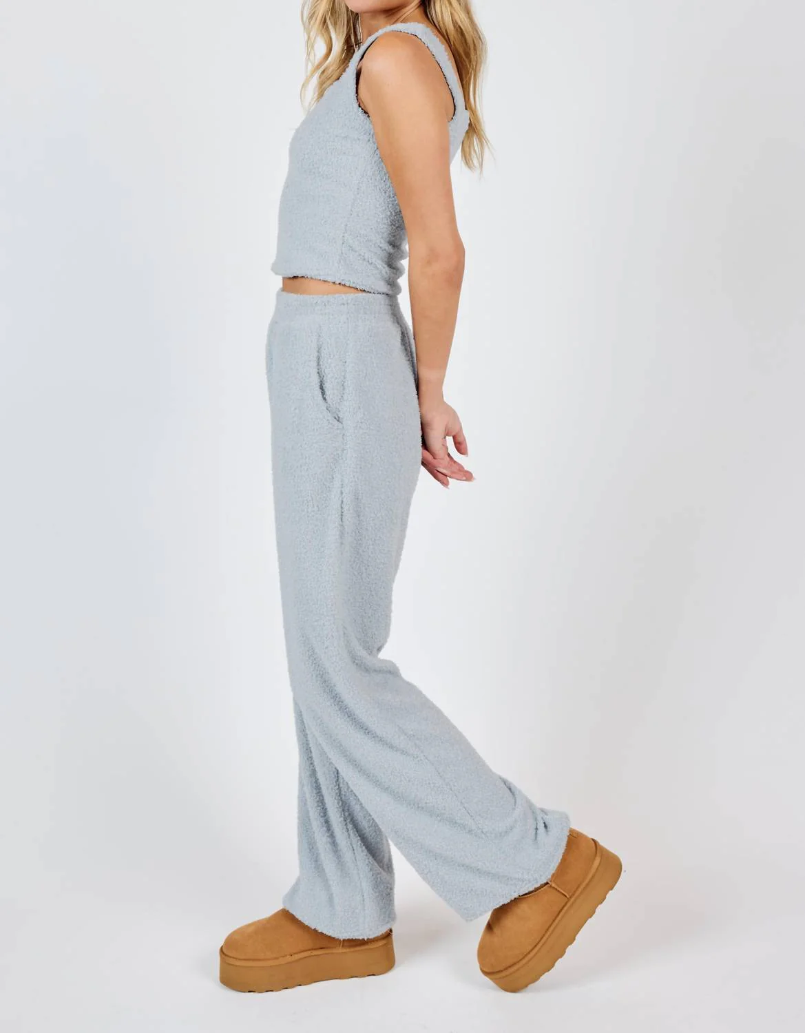 Mind You Cozy Wide Leg Pant In Skyway