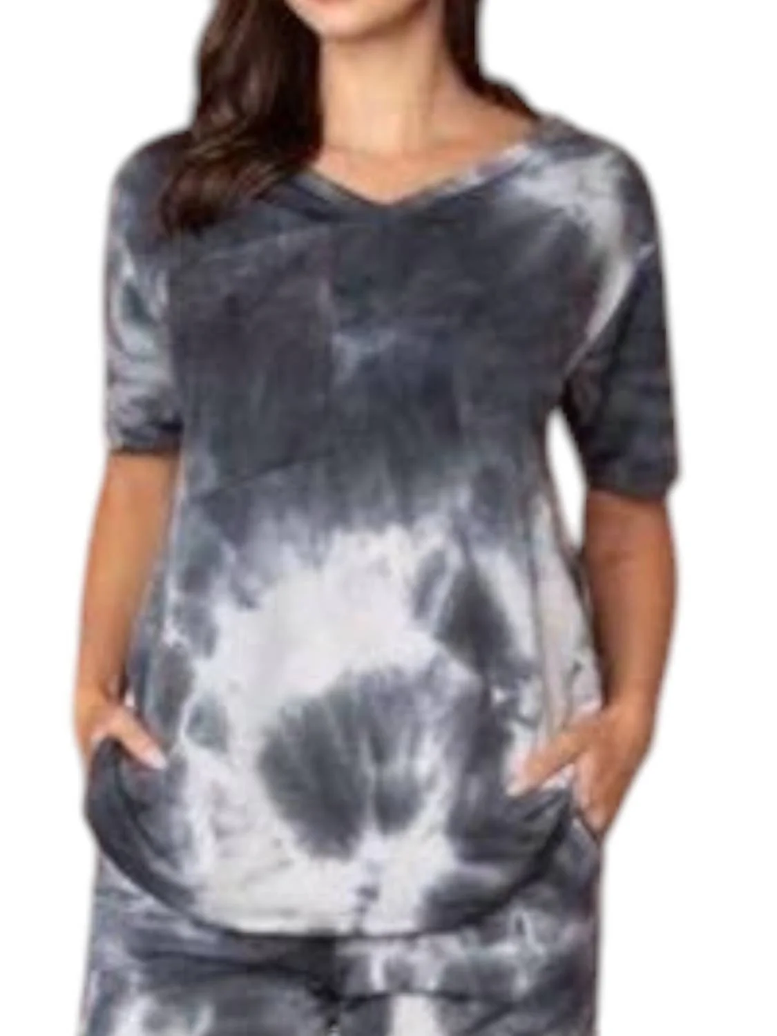 Ellie Tie Dye Short Set In Charcoal