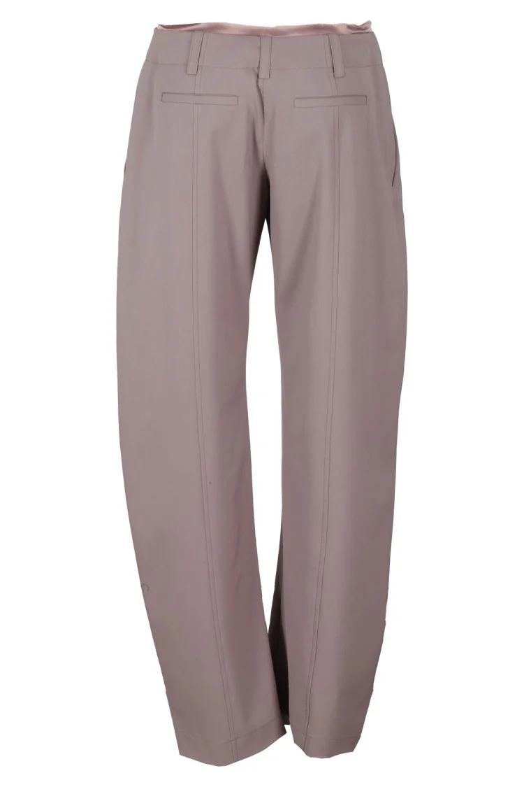 Frayed Waist Wide-Leg Pants In Purple Wool Blend