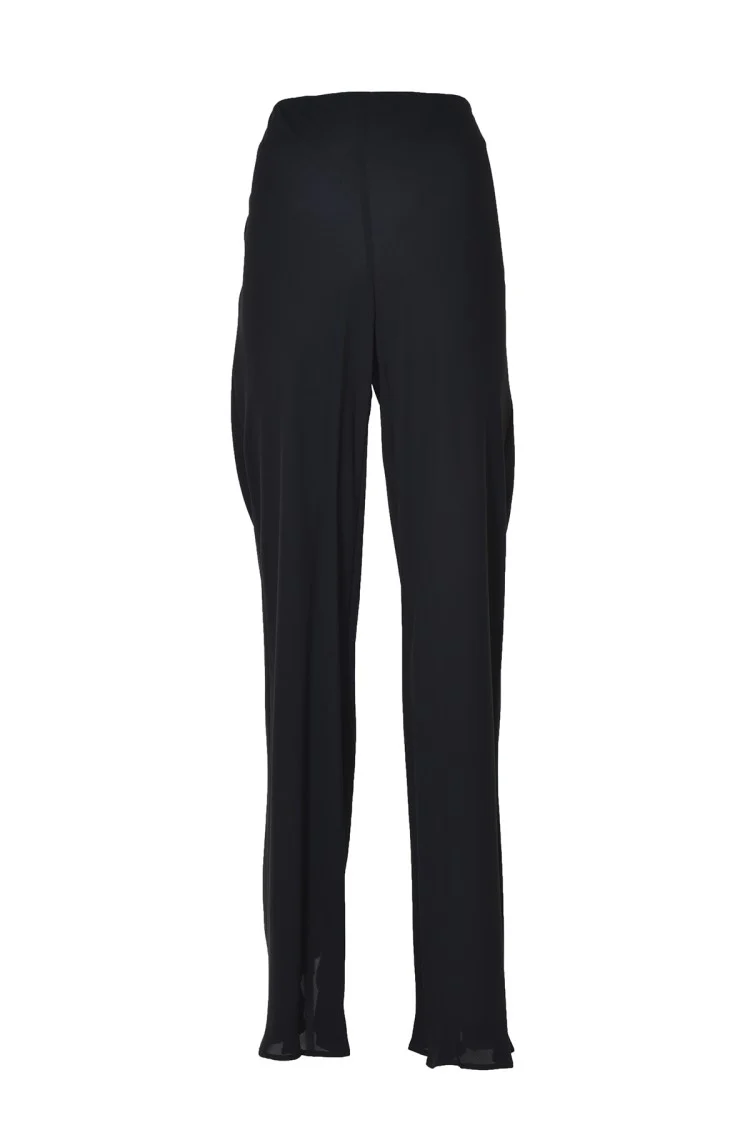Black Viscose Flare Trousers