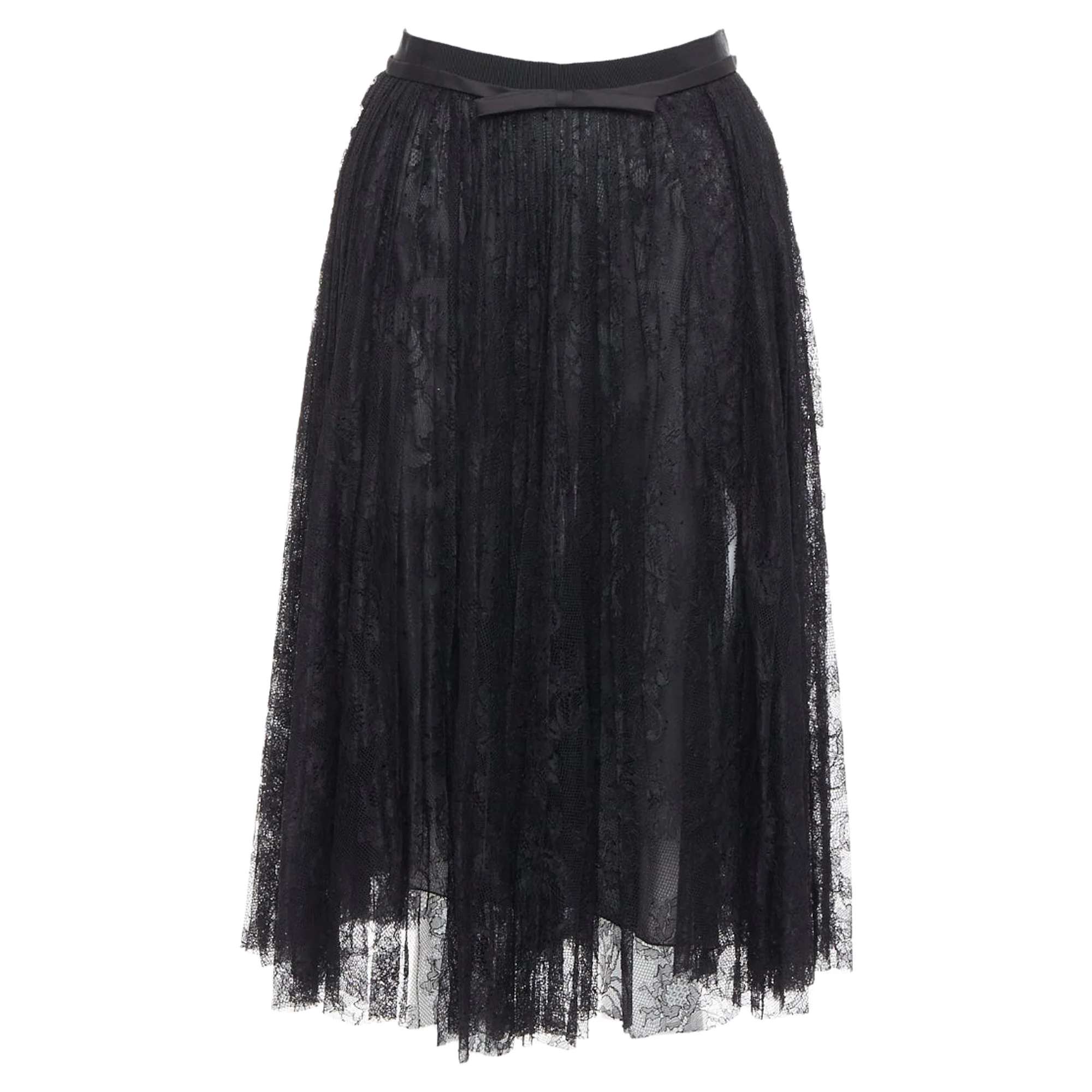 Giambattista Valli black lace pleated skirt