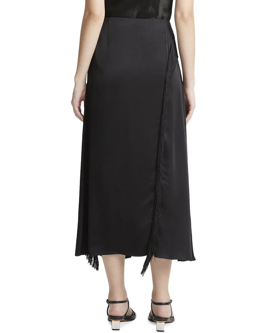 Vince Fringe Draped Asymmetric Skirt