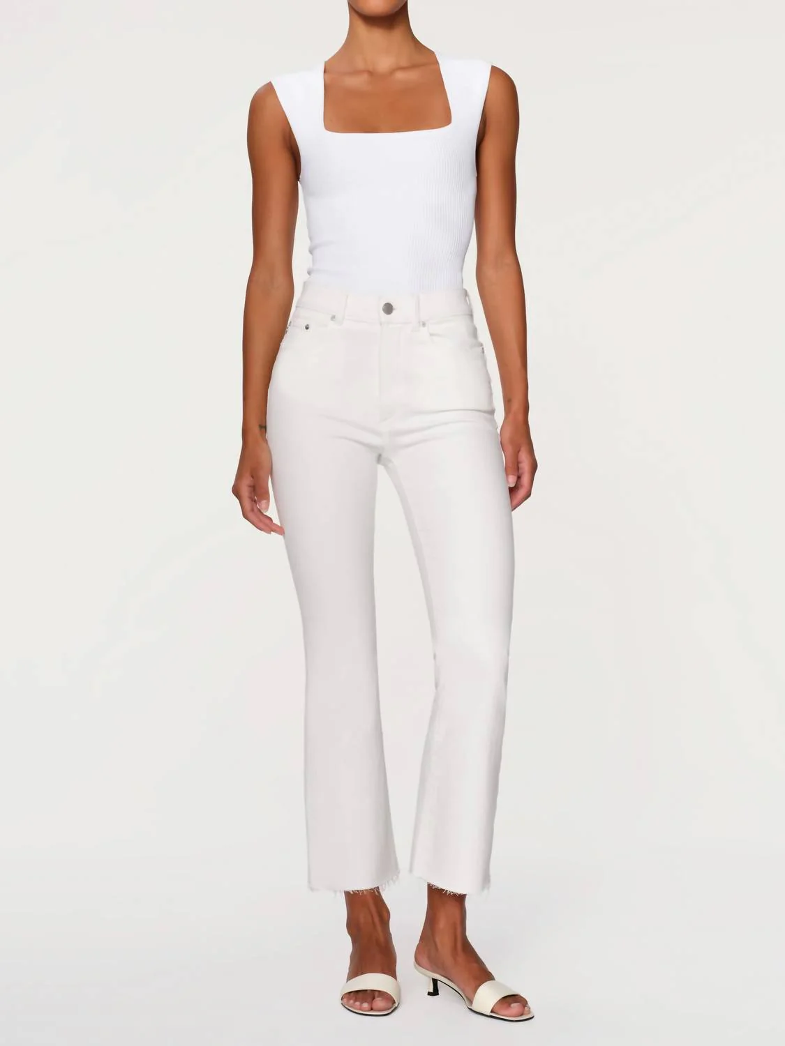Bridget Instasculpt Raw Hem Ankle Bootcut Jeans In White
