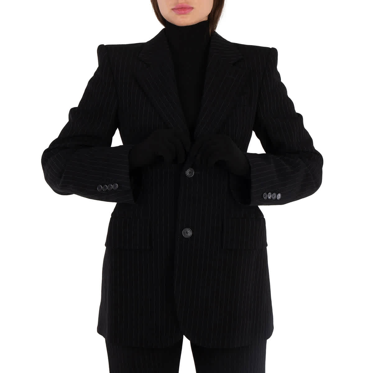 Balenciaga Ladies Hourglass Pinstripe Blazer, Brand Size 34 (US Size 0)