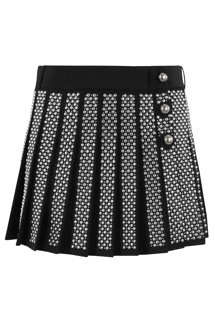 Fitted Mini Skirt With Side Button Closure