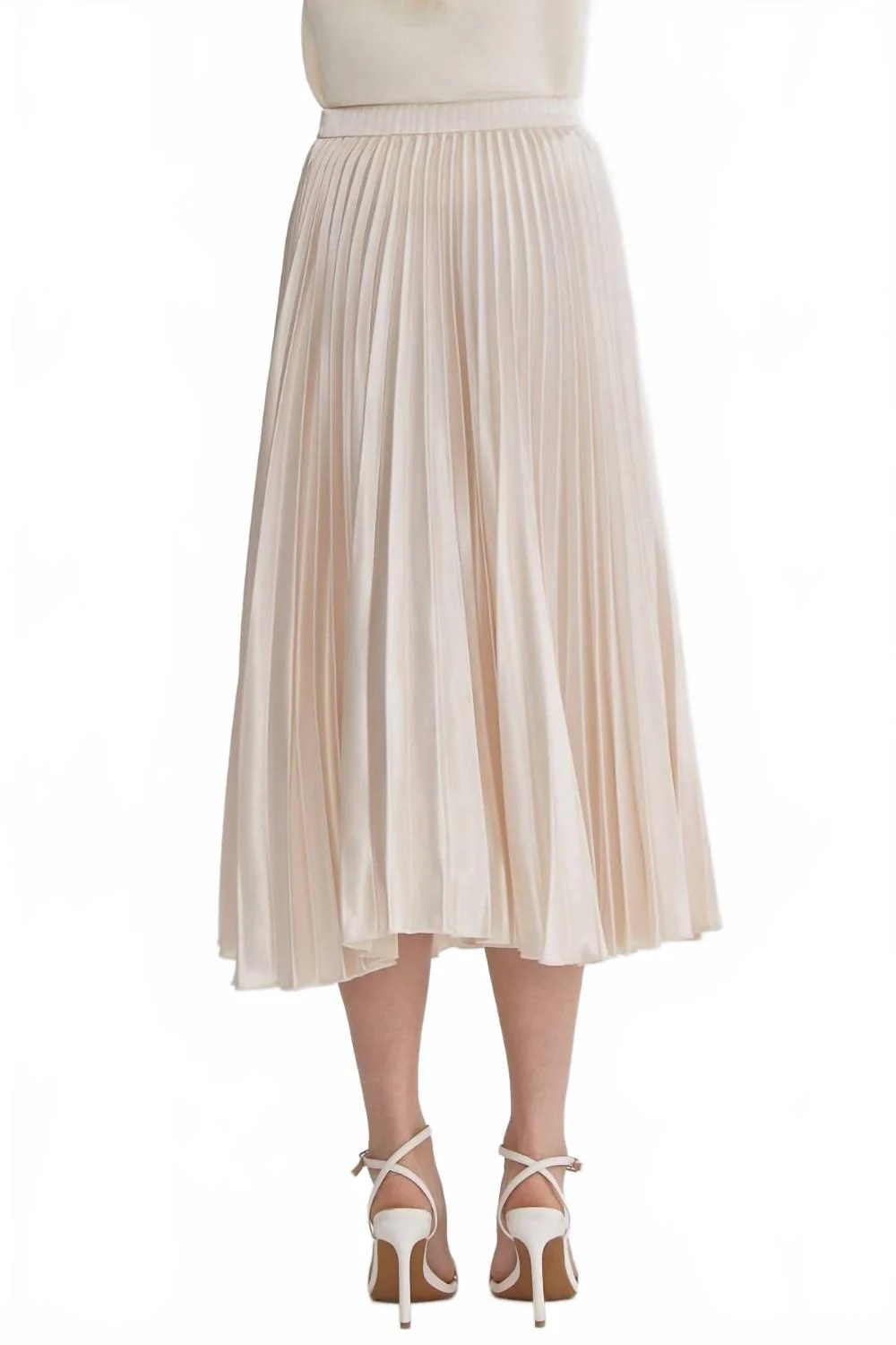 Pleated Midi Skirt In Champagne