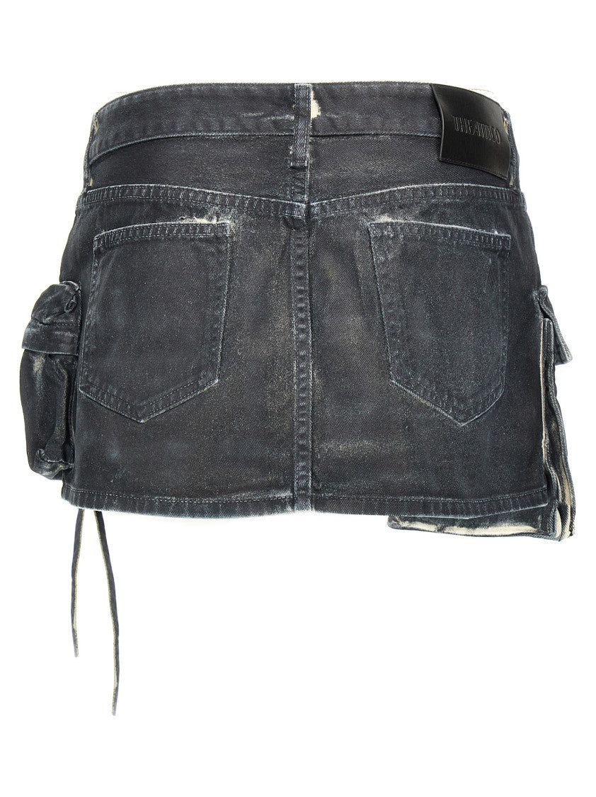 Distressed Black Cargo Mini Skirt