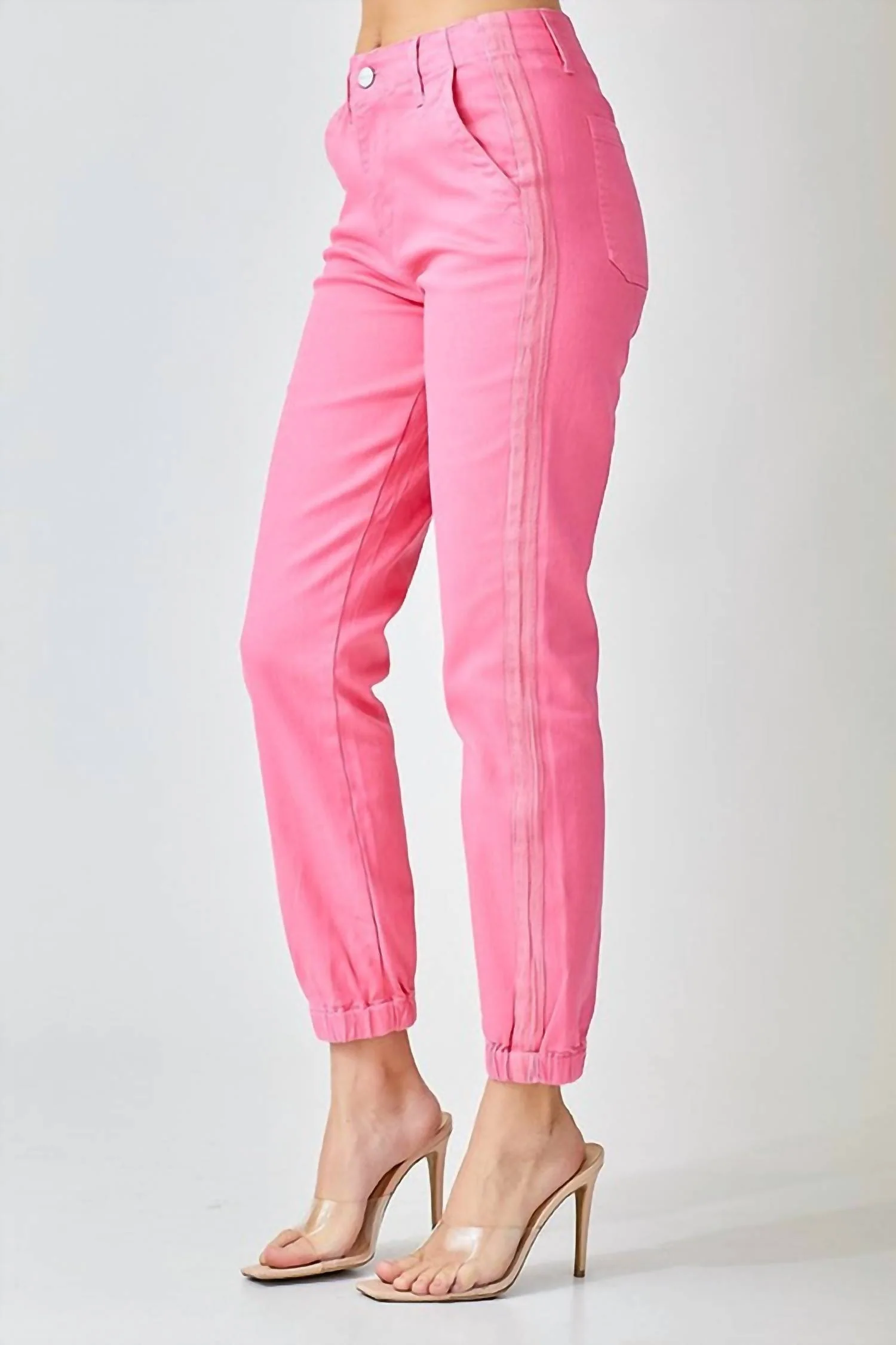 High Rise Jogger Jeans In Pink
