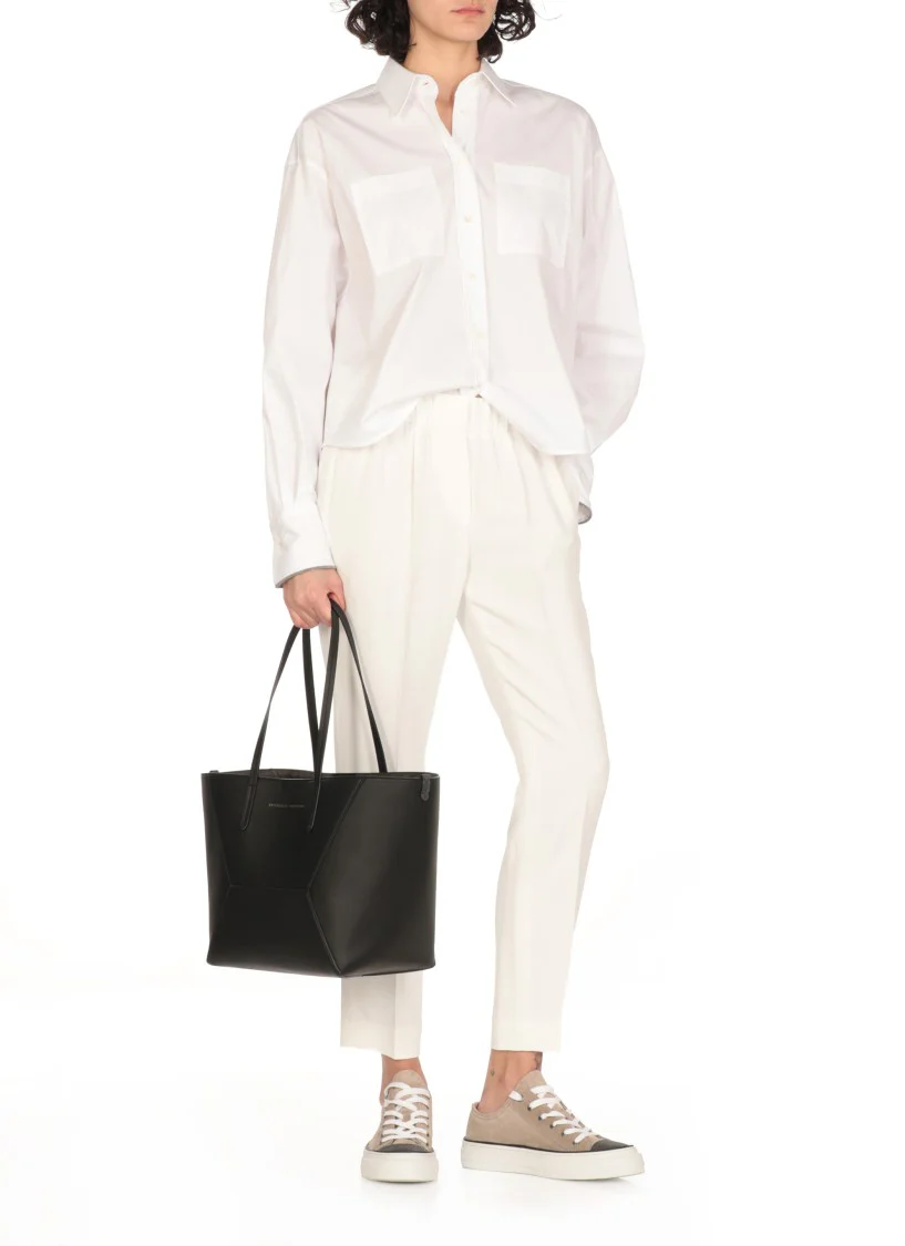 White Silk Blend Pants