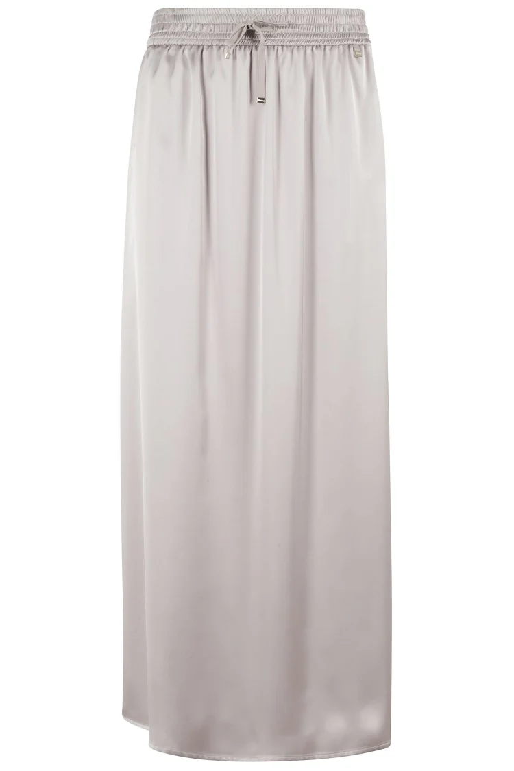 Satin Finish Skirt With Drawstring Waist And Side Slits