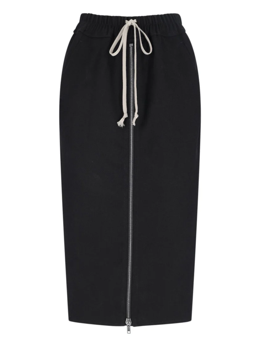 Zip Skirt Midi – Black