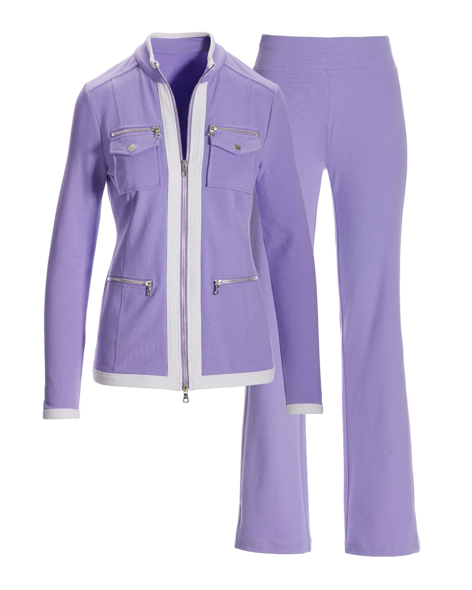 Chic Zippered Sport Coordinate Set Violet Tulip