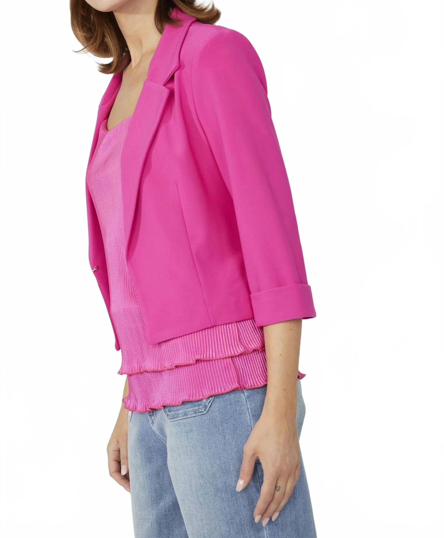 Knit Bolero Jacket In Bright Pink