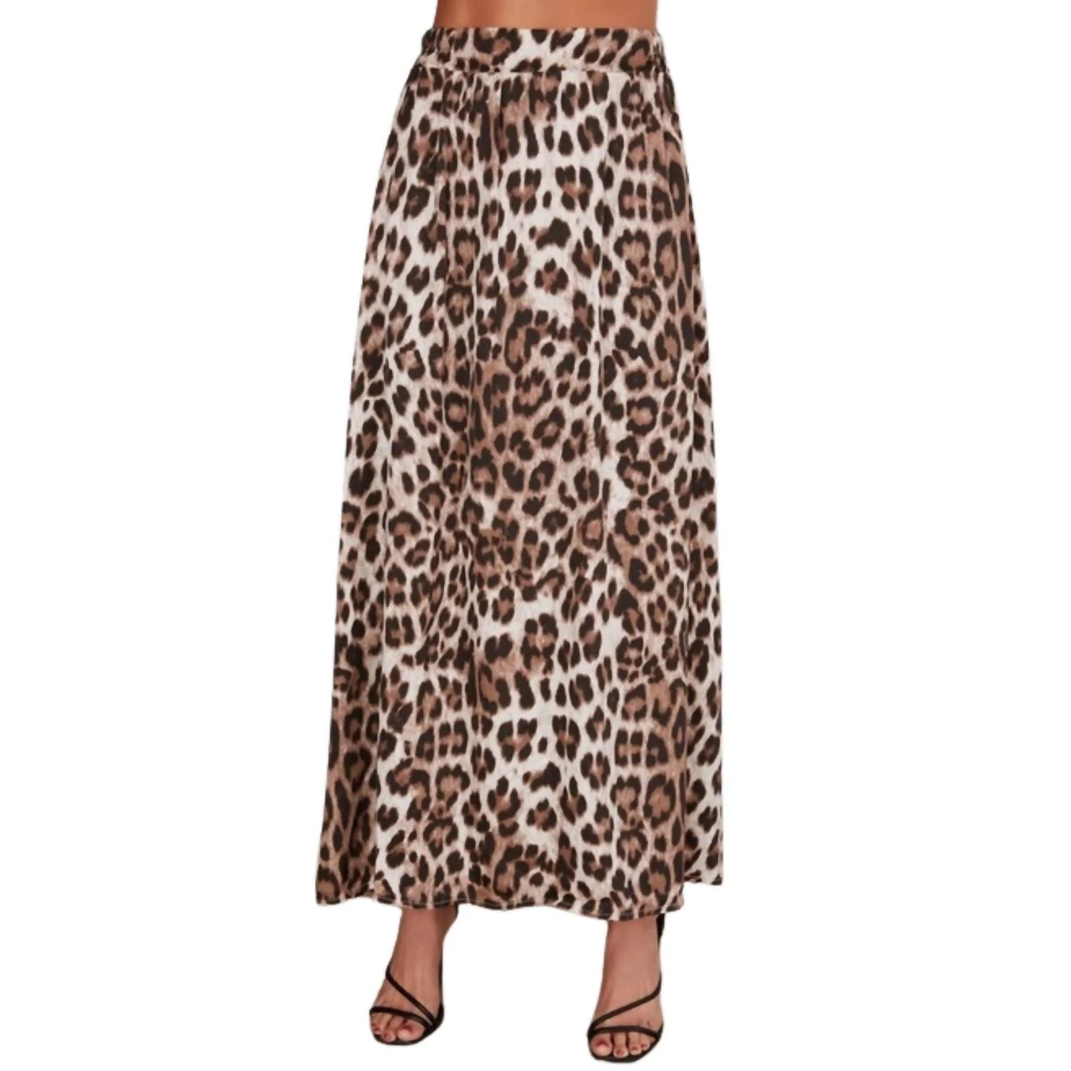 Big Game Cheetah Print Maxi Skirt In Beige