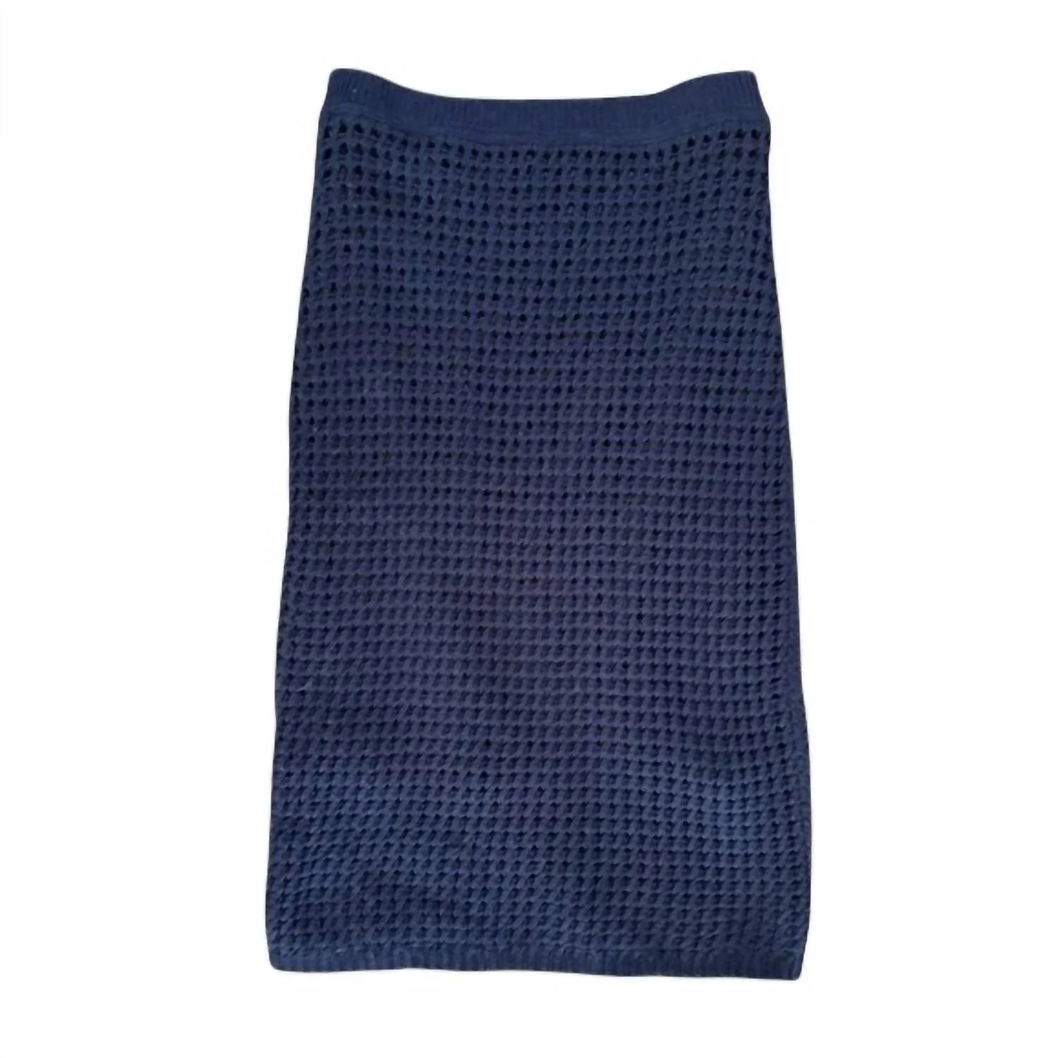 Textured Crochet Skirt In Navy Blue