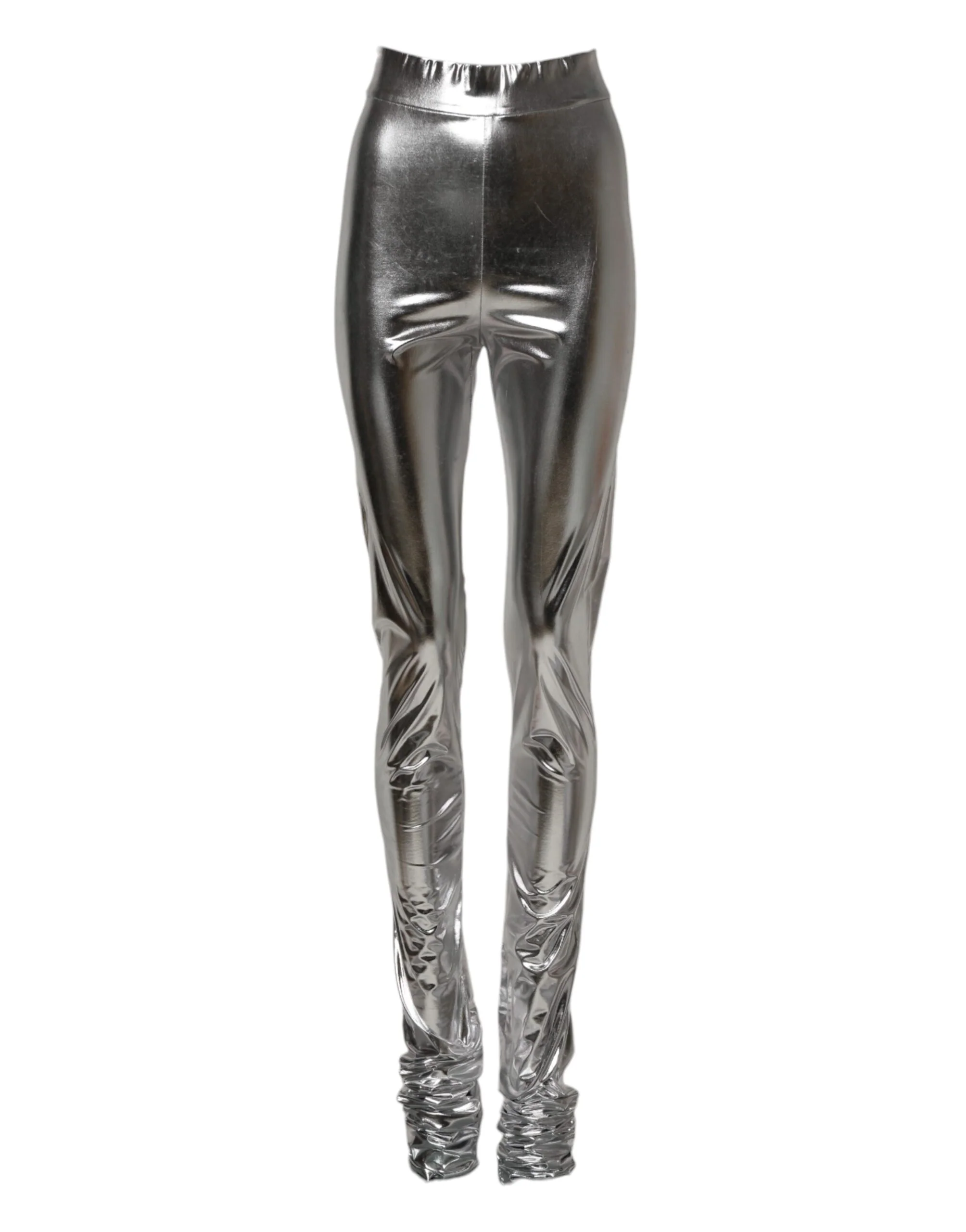 Dolce & Gabbana Metallic Polyester Slim Fit Leggings Women's Pants