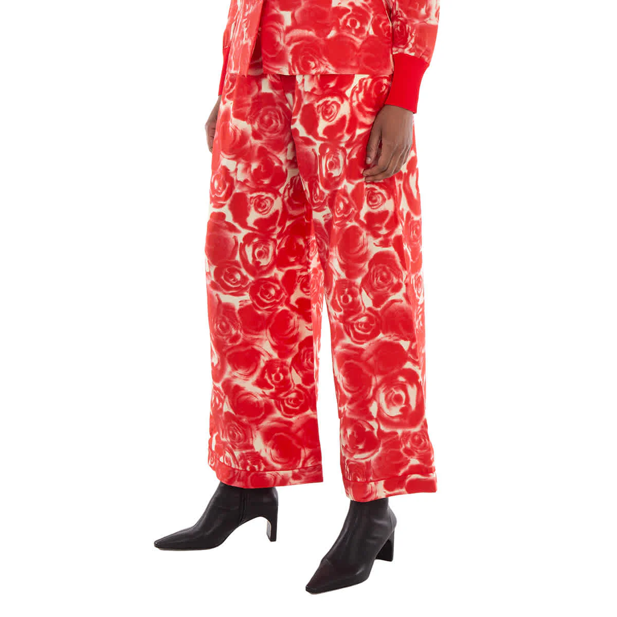 Burberry Straight Leg Rose Print Trousers