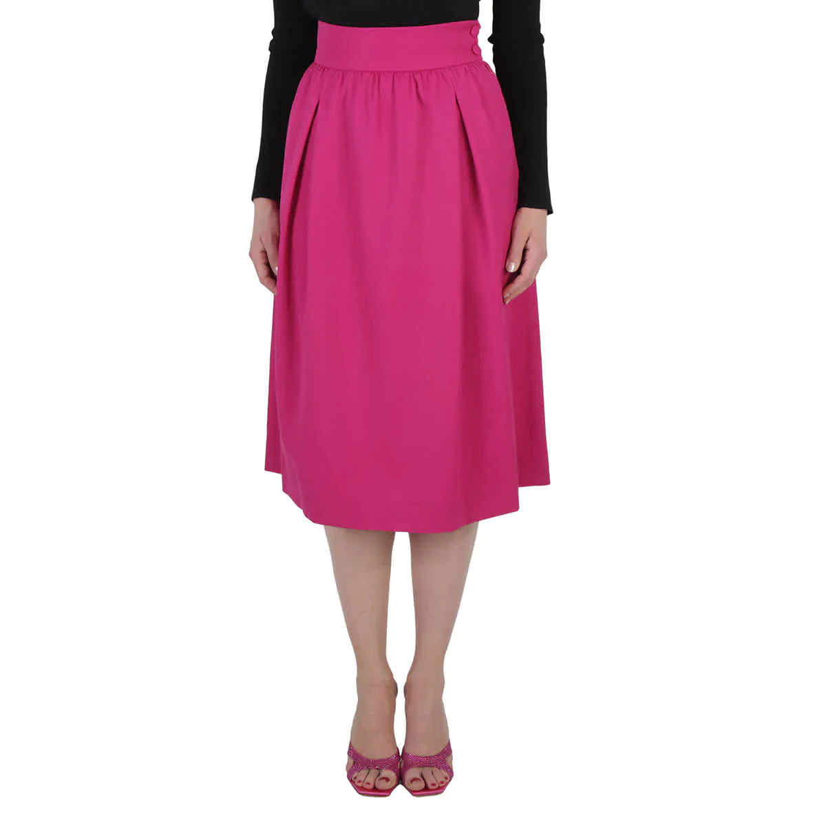 Moschino Ladies Fuchsia Flared Midi Skirt