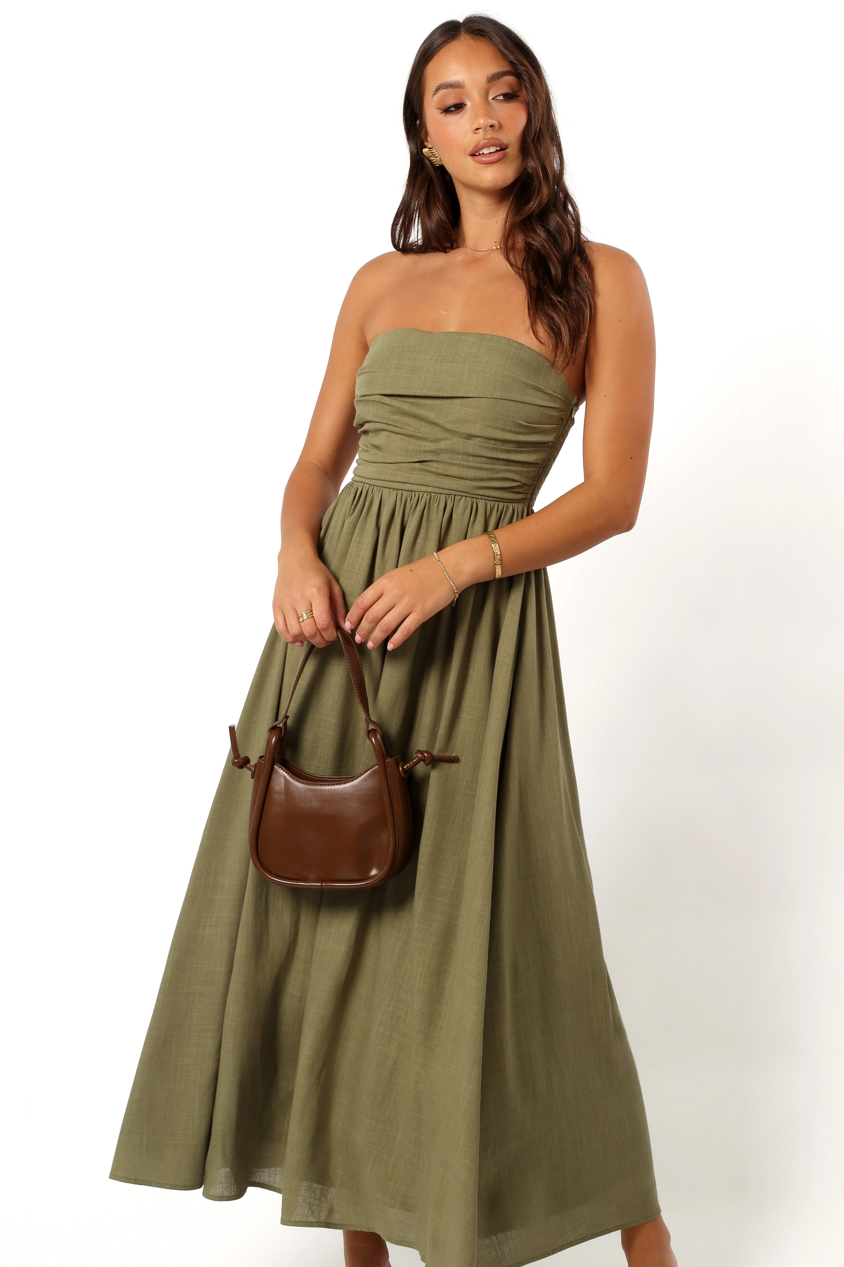 Kayt Strapless Dress - Olive Green