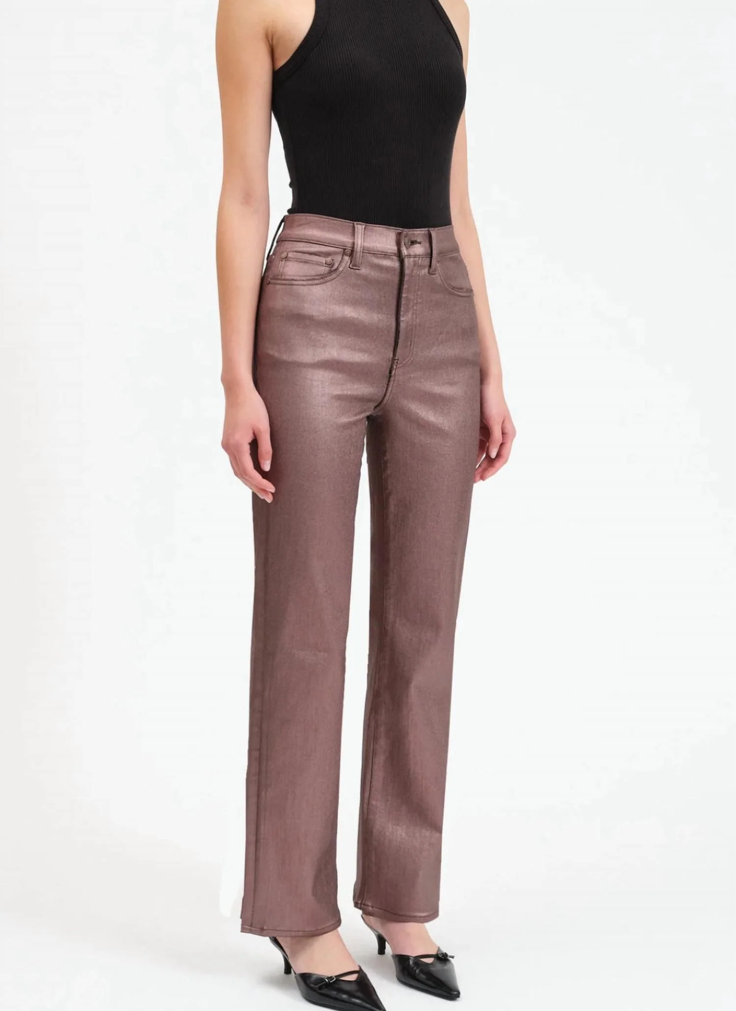 Sundaze Highrise Vintage Straight Pants In Coated Penny