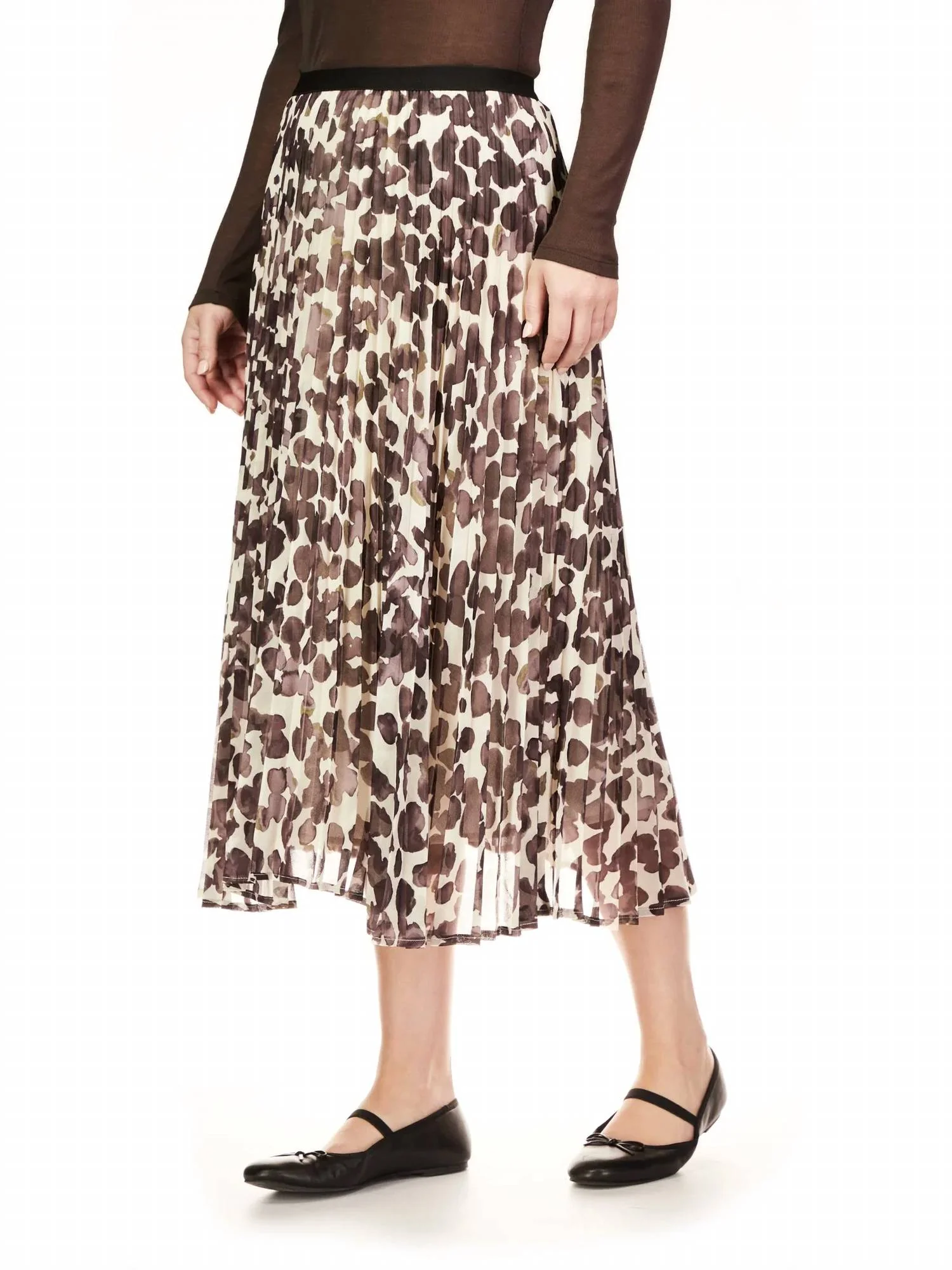 Watermark Pleated Skirt In Chocolate Spots