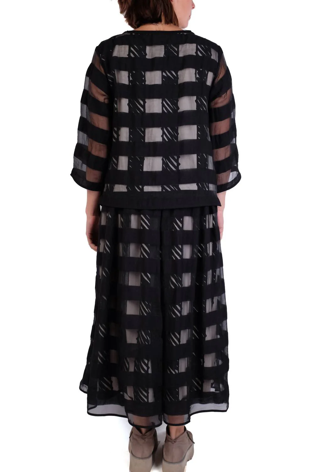 Overlay Stripe Maxi Skirt In Black