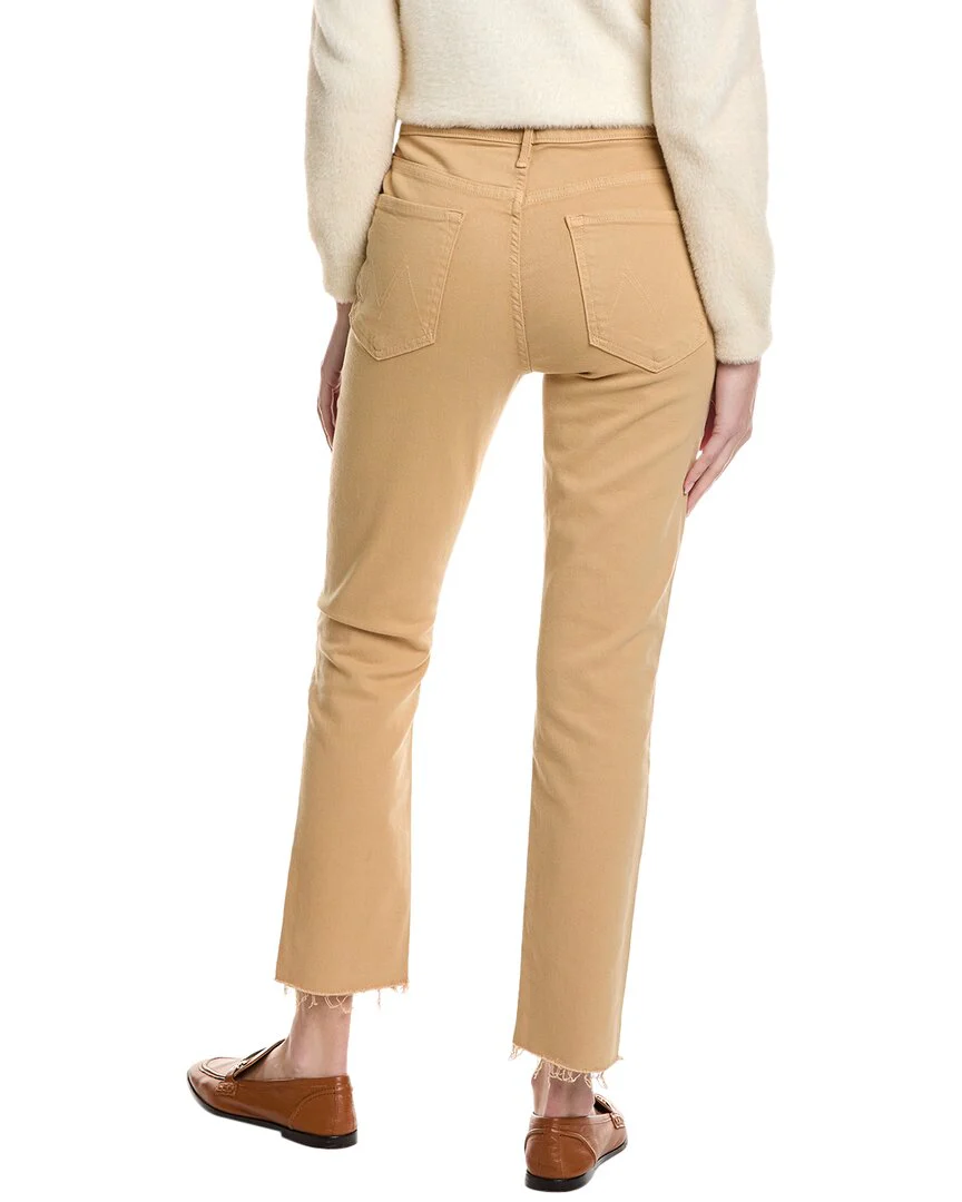 MOTHER Mid-Rise Dazzler Sand Ankle Fray Jean