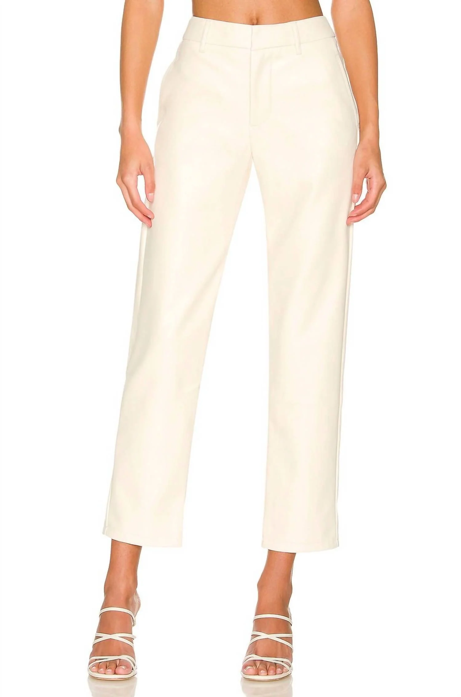Franny Vegan Leather Trousers In Ivory