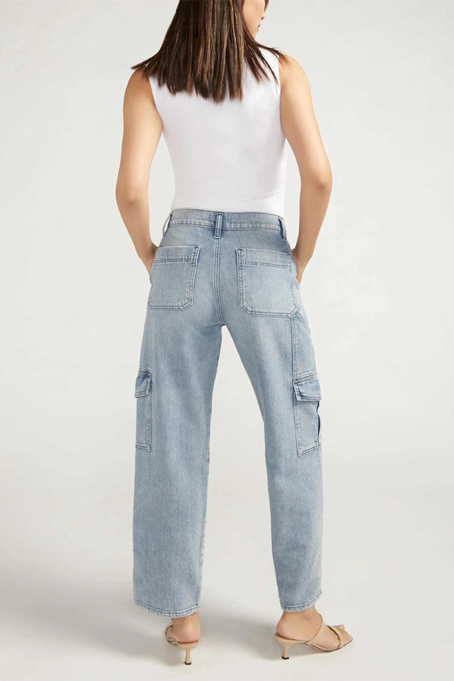 Utility Cargo Straight Leg Jeans In Indigo