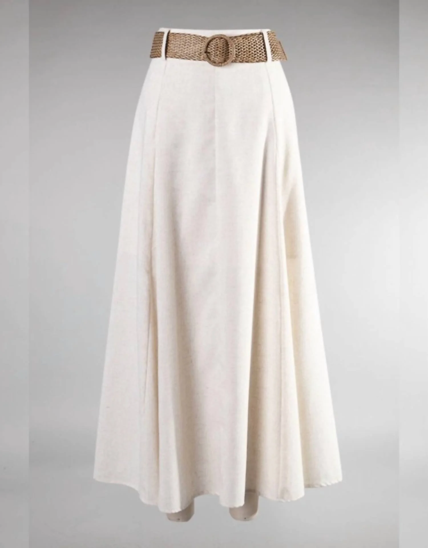 Women's Belted Flare Skirt In Oatmeal