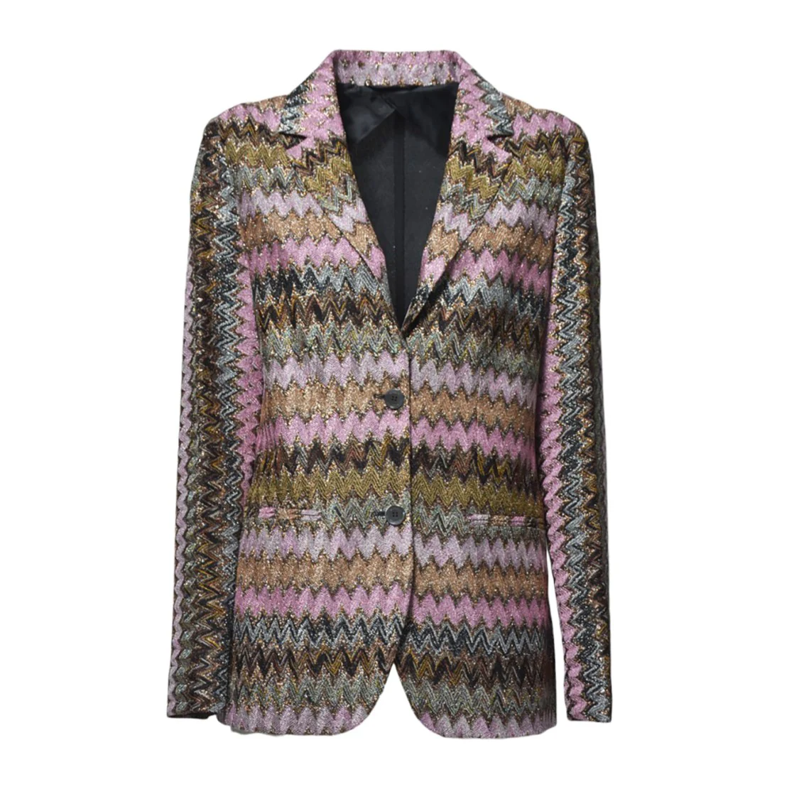 Pink Lame Chevron Viscose Knit Blazer