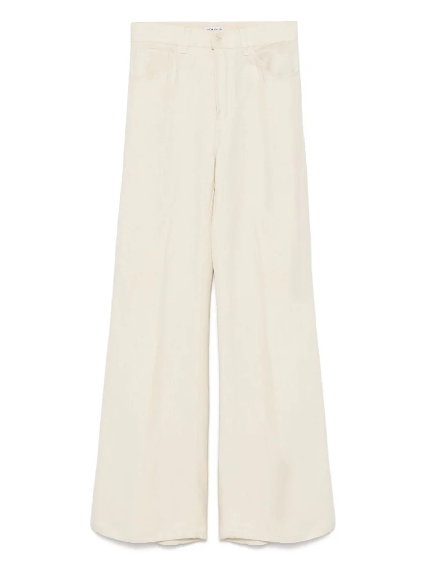 Wide-Leg Ecru Jeans With Classic Five-Pocket Design