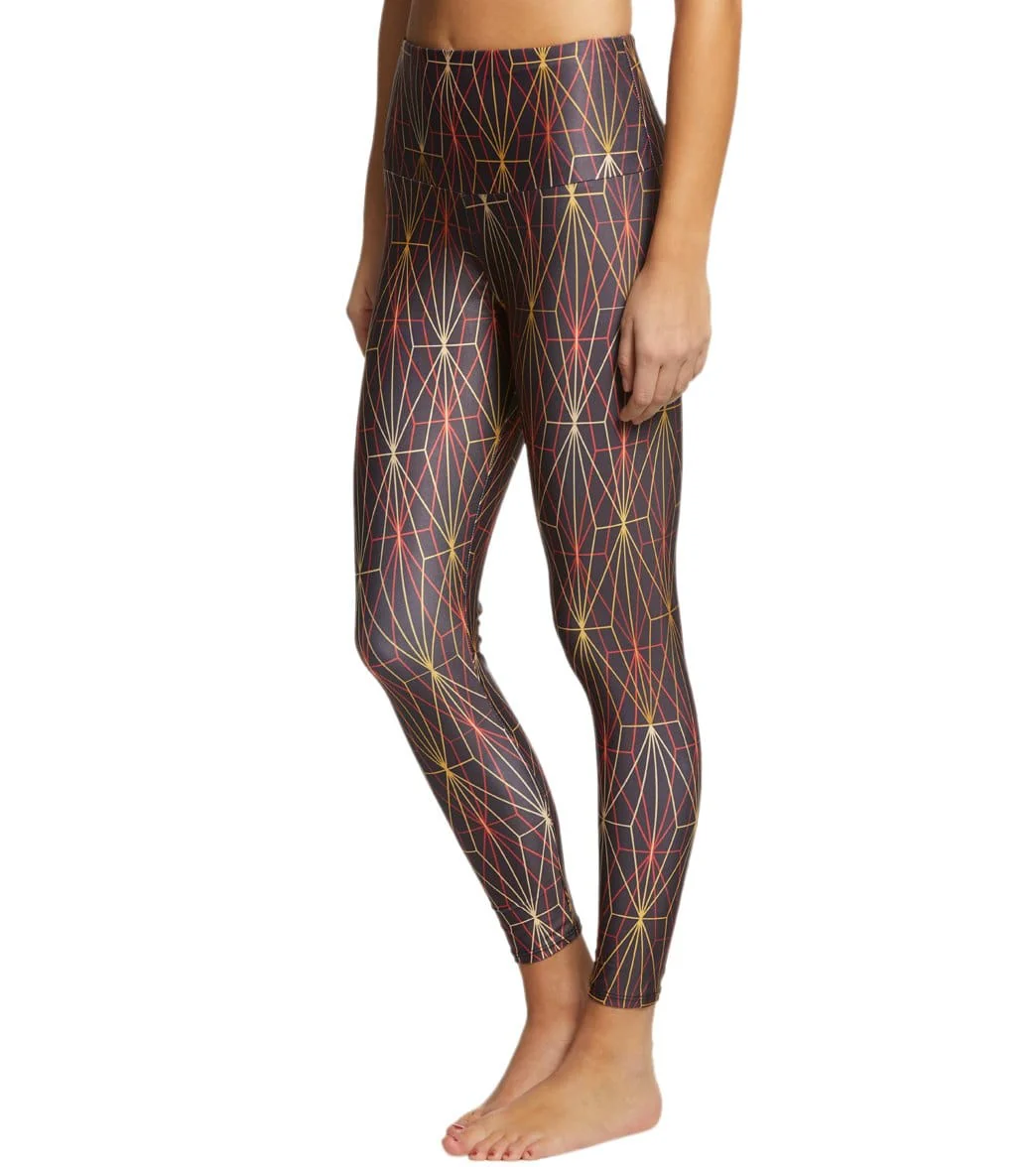 Onzie High Waisted Basic 7/8 Yoga Leggings Golden Matrix