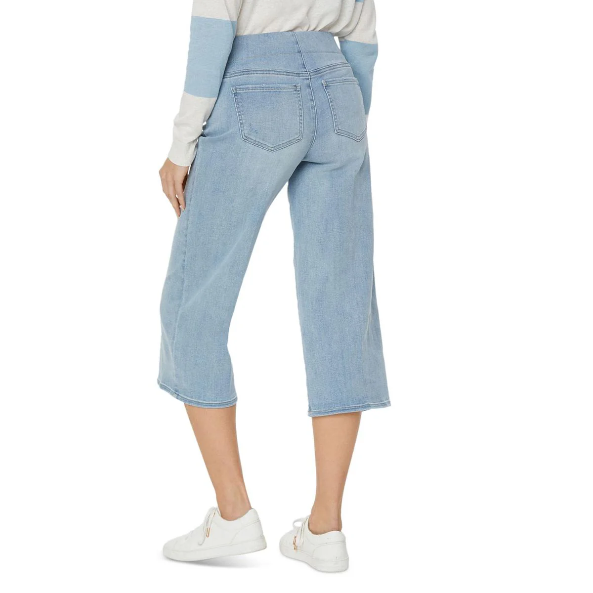 Womens Denim Wide Leg Capri Jeans