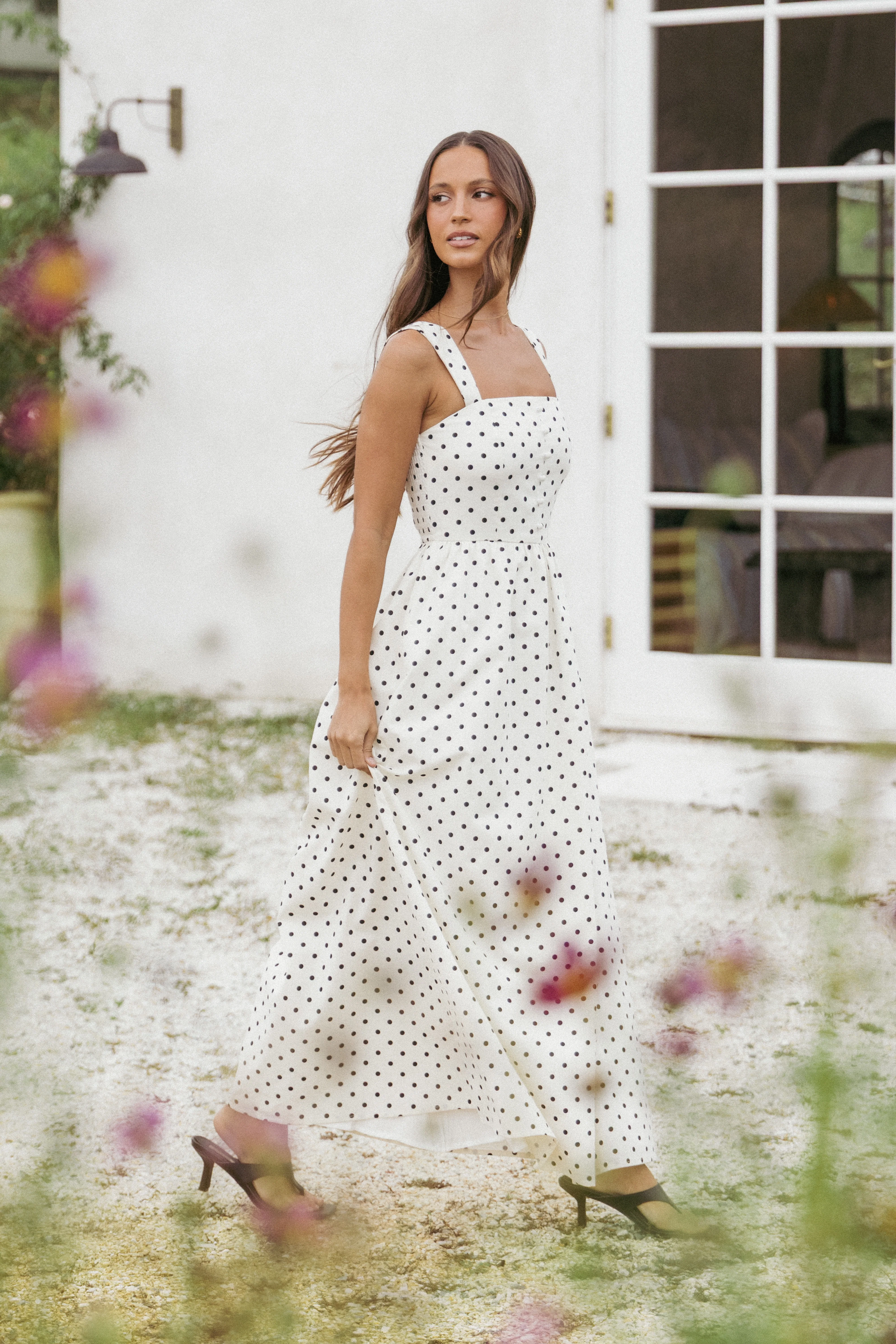 Jenni Maxi Dress - White Polka Dot