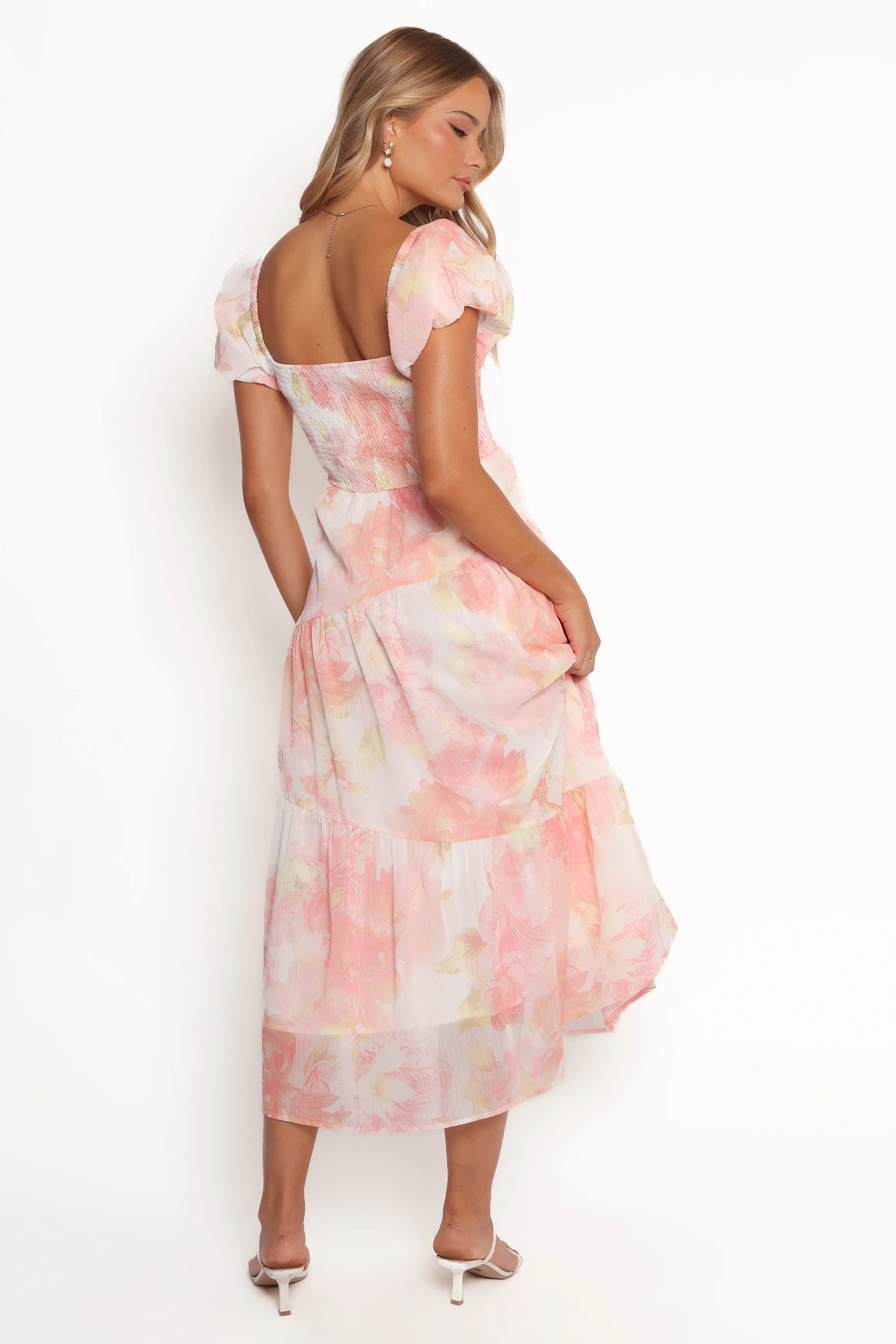 Lumis Midi Dress - Peach Floral