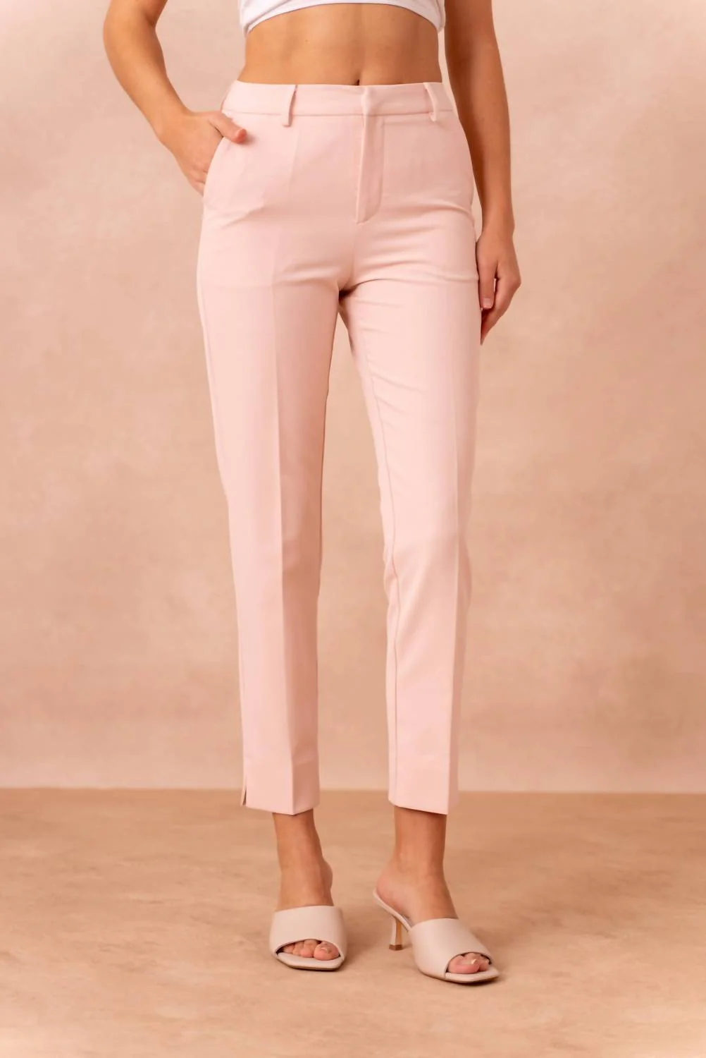 High-Waisted Cigarette Pants In Pink