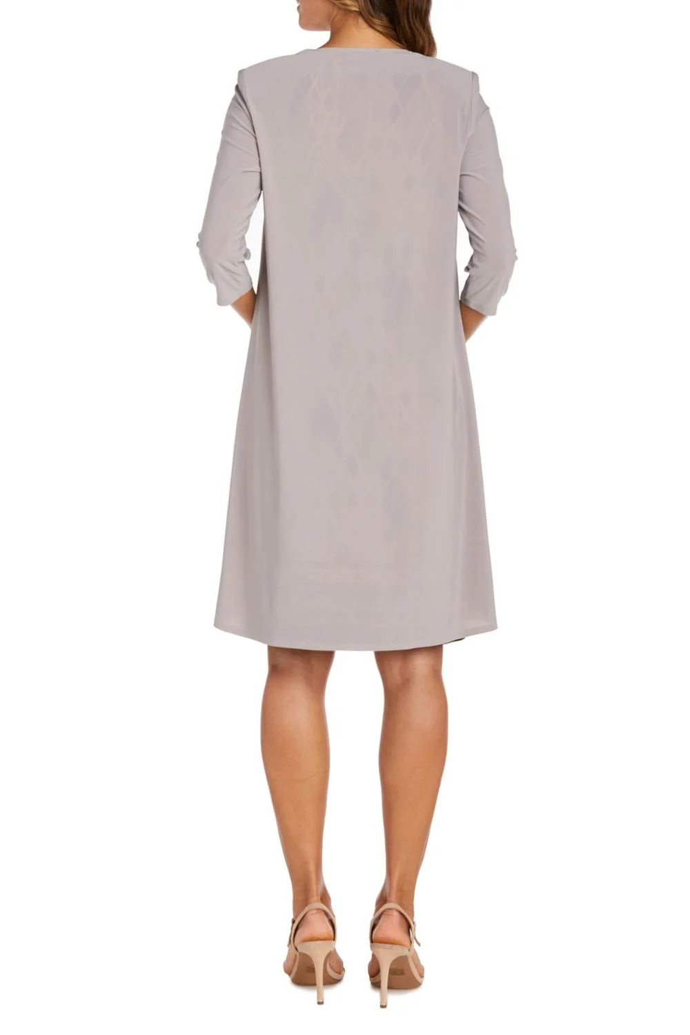 Multi Print 2 Piece Jacket & Dress Set In Taupe/black