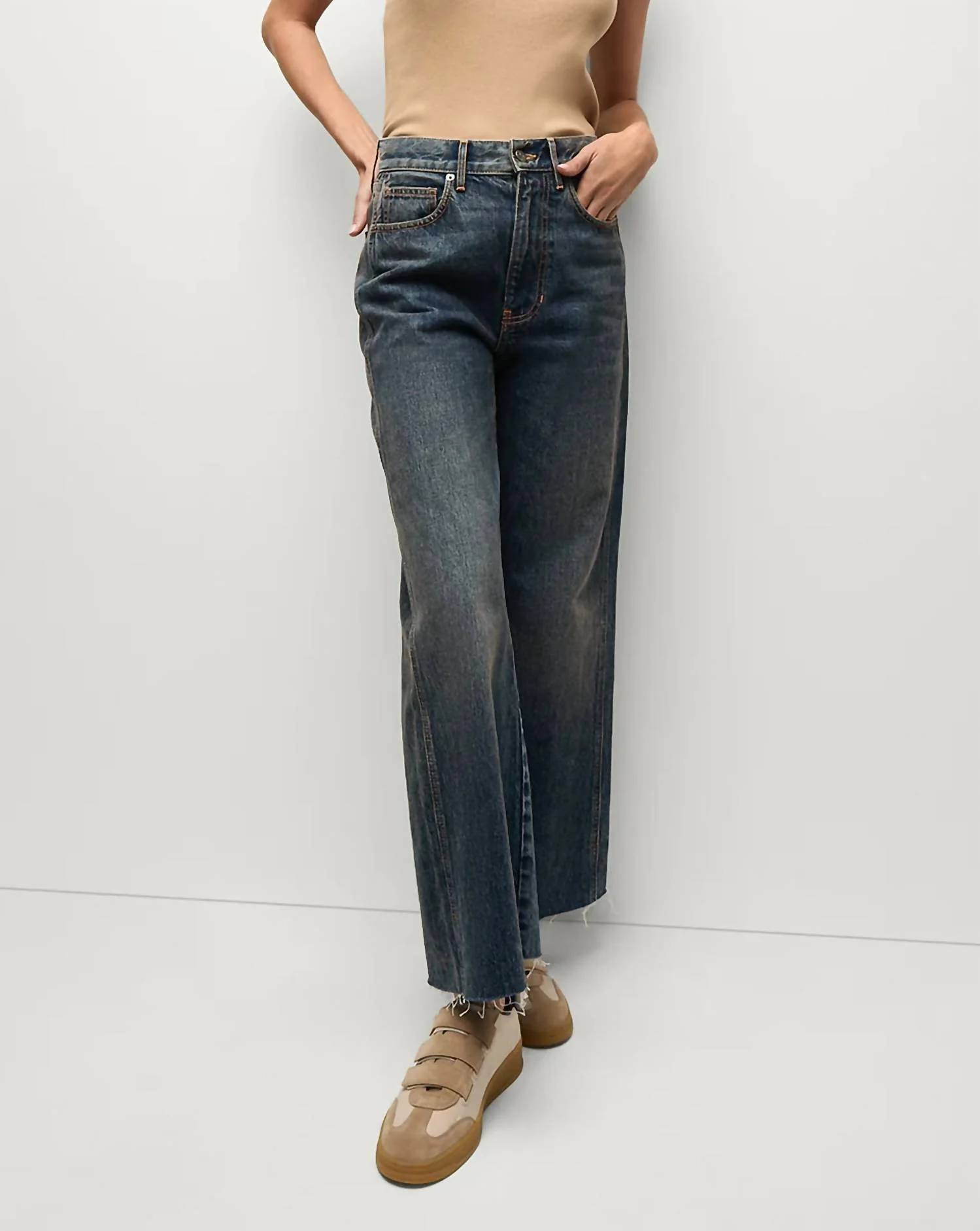 Taylor Cropped Wide-Leg Jean In Dark Blue
