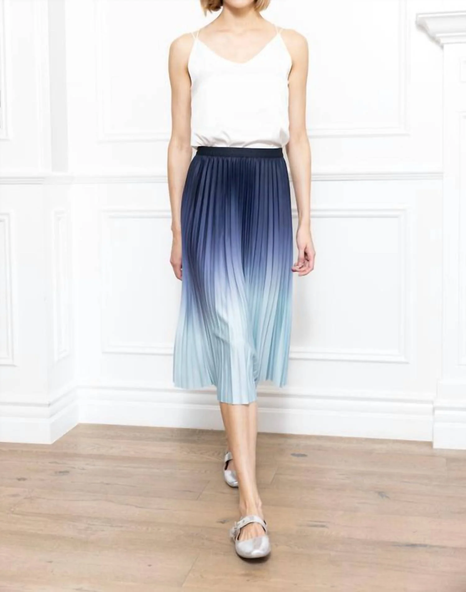 Dip Dye Midi Skirt In Blue Combo